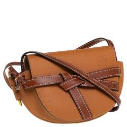 Pre Owned حقيبة كروس لويفي غات صغيرة جلد بني كراميل