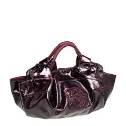 Pre Owned Loewe Burgundy Patent Leather Aire Hobo