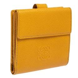 Pre Owned Loewe Yellow Leather French Wallet