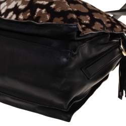 Loewe Black/Brown Leopard Print Calfhair and Leather Tassel Shoulder Bag