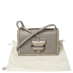 مملوكة مسبقًا Loewe Grey Ostrich Barcelona Crossbody Bag