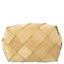 مملوكة مسبقًا حقيبة يد لويفي باسكت جلد وسويدي مغزول بيج