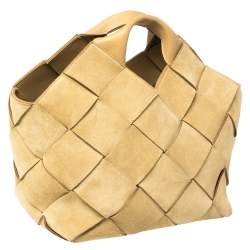 مملوكة مسبقًا حقيبة يد لويفي باسكت جلد وسويدي مغزول بيج