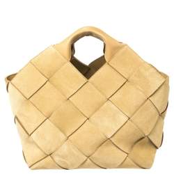 مملوكة مسبقًا حقيبة يد لويفي باسكت جلد وسويدي مغزول بيج