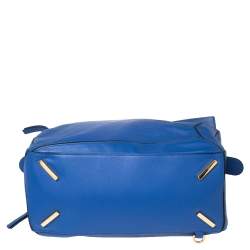 Pre Owned Loewe Blue Leather Large Puzzle Shoulder Bag