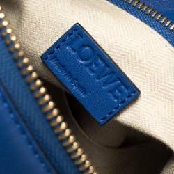 Pre Owned Loewe Blue Leather Large Puzzle Shoulder Bag