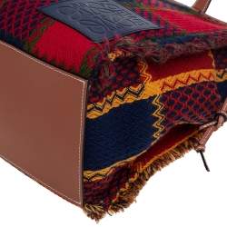 مملوكة مسبقًا Loewe Multicolor Tartan Wool and Leather Tote