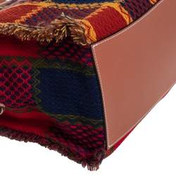 مملوكة مسبقًا Loewe Multicolor Tartan Wool and Leather Tote