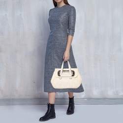 Pre Owned Loewe Off White Anagram PVC and Leather Cut Out Flap Satchel