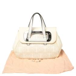 Pre Owned Loewe Off White Anagram PVC and Leather Cut Out Flap Satchel