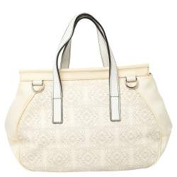 Pre Owned Loewe Off White Anagram PVC and Leather Cut Out Flap Satchel