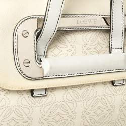 Pre Owned Loewe Off White Anagram PVC and Leather Cut Out Flap Satchel