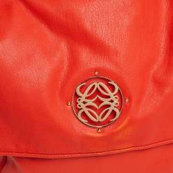 Loewe Orange Leather Maia Anagram Flap Top Handle Bag