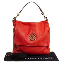 Loewe Orange Leather Maia Anagram Flap Top Handle Bag