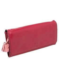 Loewe Red Leather Tassel Continental Wallet