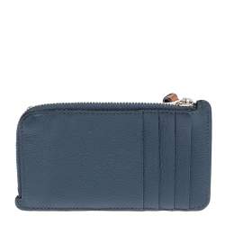 Loewe Blue/Black Leather Zip Card Holder 