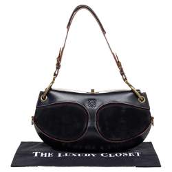 مملوكة مسبقًا حقيبة كتف لويفي سويدي وجلد أسود 