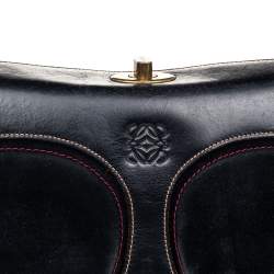 مملوكة مسبقًا حقيبة كتف لويفي سويدي وجلد أسود 