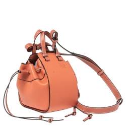 Loewe Peach Leather Mini Hammock Drawstring Bag