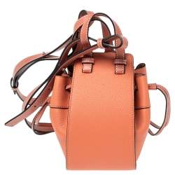 Loewe Peach Leather Mini Hammock Drawstring Bag