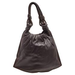 Loewe Dark Brown Leather Flamenco Knot Hobo