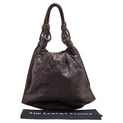 Loewe Dark Brown Leather Flamenco Knot Hobo
