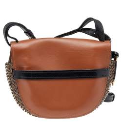 Pre Owned Loewe Brown/Black Leather And Jute Gate Shoulder Bag