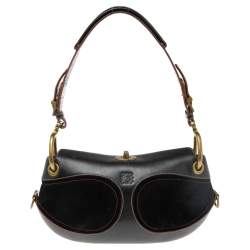 Pre Owned حقيبة كتف لويفي سويدي وجلد أسود 