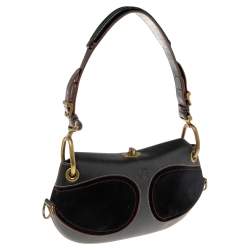 Pre Owned حقيبة كتف لويفي سويدي وجلد أسود 