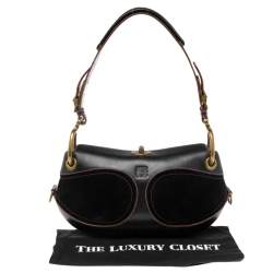 Pre Owned حقيبة كتف لويفي سويدي وجلد أسود 