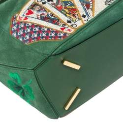 Pre Owned حقيبة كتف لويفي بلاينغ كارد بازل جلد وسويدي بني/ أخضر