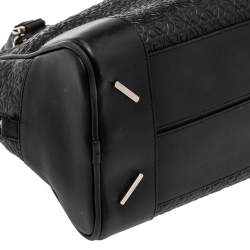 Pre Owned Loewe Black Anagram Embossed Leather Satchel
