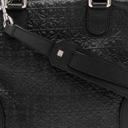 Pre Owned Loewe Black Anagram Embossed Leather Satchel