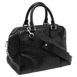 Pre Owned Loewe Black Anagram Embossed Leather Satchel