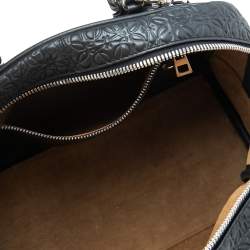 Pre Owned Loewe Black Anagram Embossed Leather Satchel
