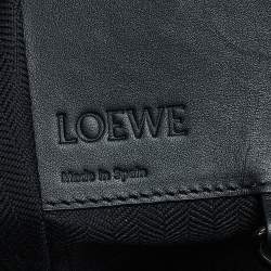 Pre Owned Loewe Black/Blue Bird Jacquard Canvas and Leather Hammock Bag