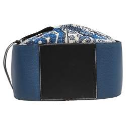Pre Owned Loewe Black/Blue Bird Jacquard Canvas and Leather Hammock Bag
