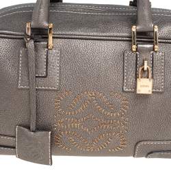 Pre Owned حقيبة ساتشل لويفي امازون جلد مُحبب رصاصي ميتاليك صغيرة