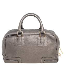 Pre Owned حقيبة ساتشل لويفي امازون جلد مُحبب رصاصي ميتاليك صغيرة