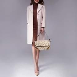 Pre Owned حقيبة كتف لويفي جلد وسويدي وكانفاس طباعة مميزة متعدد الألوا ن