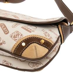 Pre Owned حقيبة كتف لويفي جلد وسويدي وكانفاس طباعة مميزة متعدد الألوان