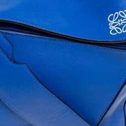 Pre Owned Loewe Royal Blue Leather Large Puzzle Bag