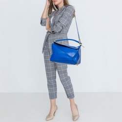 Pre Owned Loewe Royal Blue Leather Large Puzzle Bag