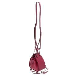 Pre Owned Loewe Burgundy Leather Mini Hammock Drawstring Bag