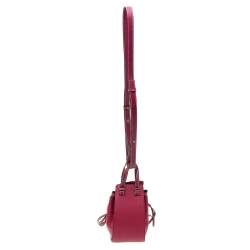 Pre Owned Loewe Burgundy Leather Mini Hammock Drawstring Bag