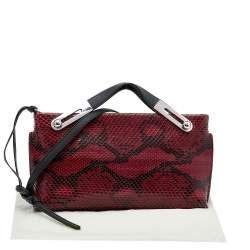 Pre Owned حقيبة كرو س لويفي ميسي جلد وجلد ثعبان أسود/أحمر