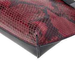 Pre Owned حقيبة كروس لويفي ميسي جلد وجلد ثعبان أسود/أحمر