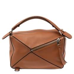 Pre Owned Loewe Brown Leather Small Puzzle Shoulder Bag