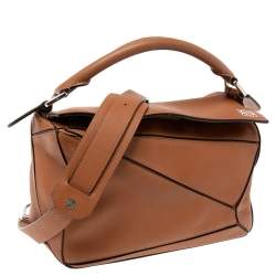 Pre Owned Loewe Brown Leather Small Puzzle Shoulder Bag