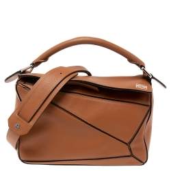 Pre Owned Loewe Brown Leather Small Puzzle Shoulder Bag